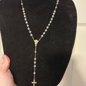 Elegant Vintage Silver and Gold Rosary Necklace